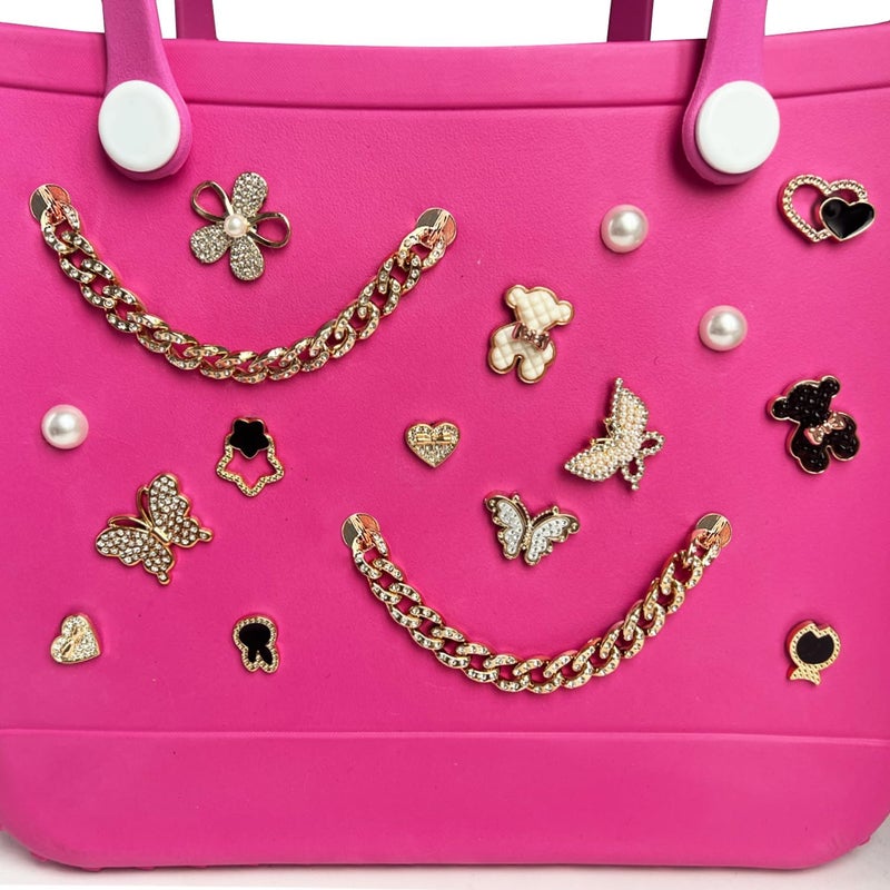 Everfunny Charms for Bogg Bag,Pearls,Butterfly Flowers and Chain for Bogg Bag Accessories Charms(20 pcs) - Image 2